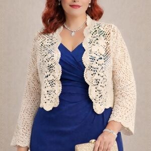Context | Vintage Crochet Silk Blend Shrug | PL | Y2K| Romantic Bolero Cardigan
